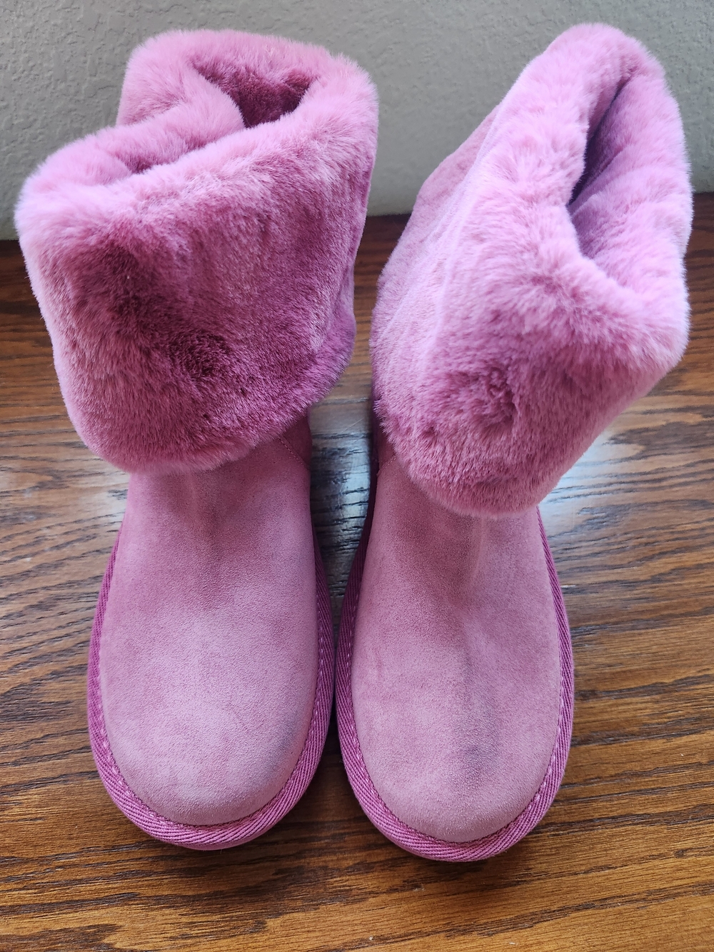 Michael Kors Pink Plush Foldover Winter Boots